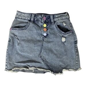 Justice Denim Acid Washed Mini Skort Girls 10 Pockets Distressed